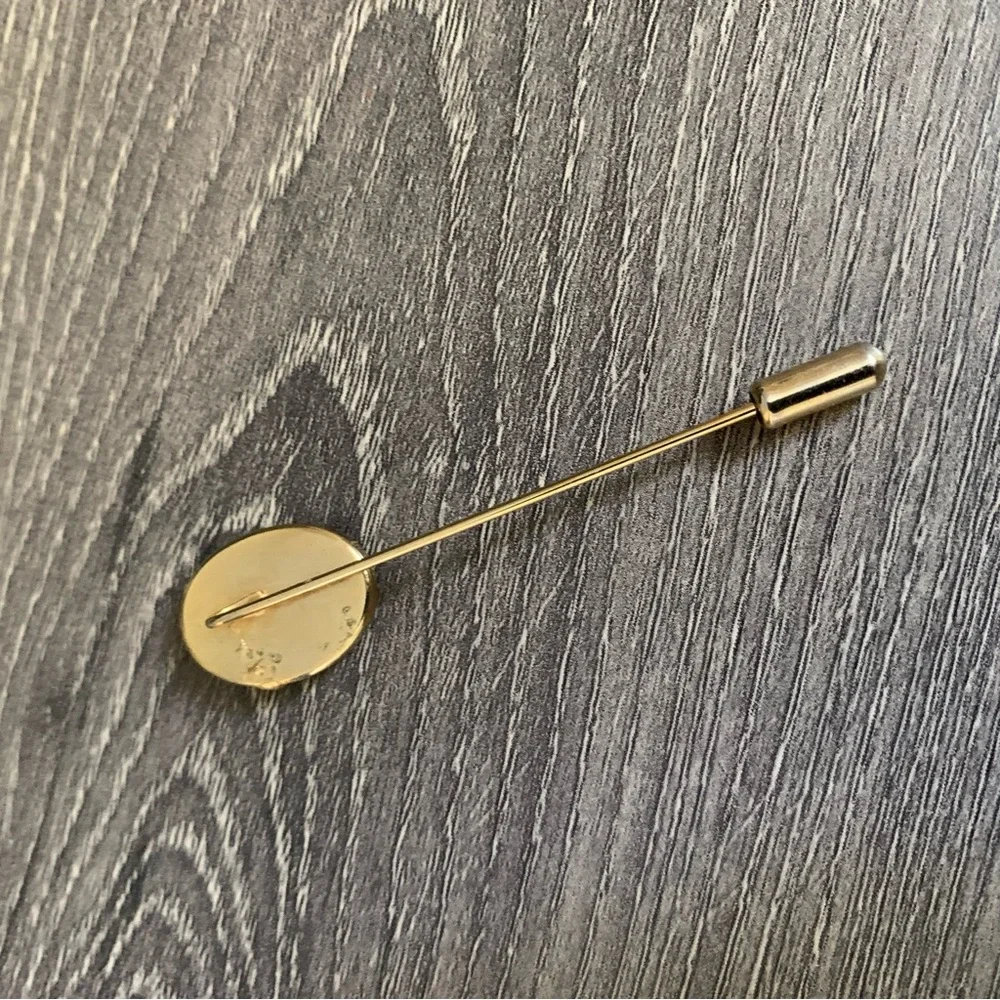 Vintage Gold Stickpin Courting Couple Victorian Limoges Fragonard 1950s